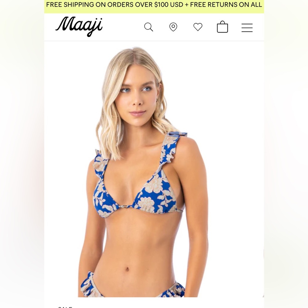 Maaji Swim Blue bouquet bikini NWT size M